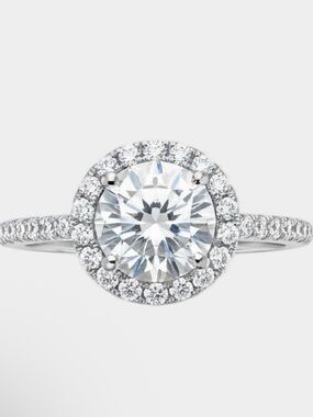 2.5 Carat Moissanite Halo Sterling Silver Engagement Ring with GRA NWT Gift Box